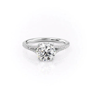 The Jade Set  With A 1.5 Carat Round 14K White Gold Moissanite
