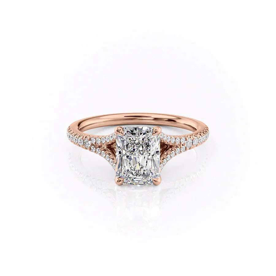 The Jade Set With A 1 Carat Radiant 14K Rose Gold Lab Diamond