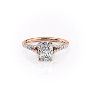 The Jade Set With A 1.5 Carat Radiant 14K Rose Gold Lab Diamond