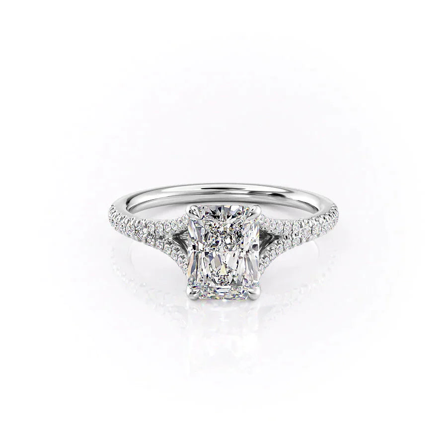 The Jade Set  With A 1.5 Carat Radiant 18K White Gold Moissanite