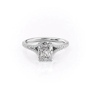 The Jade Set With A 1 Carat Radiant 14K White Gold Lab Diamond