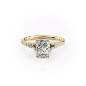 The Jade Set With A 2 Carat Radiant 18K Yellow Gold Lab Diamond