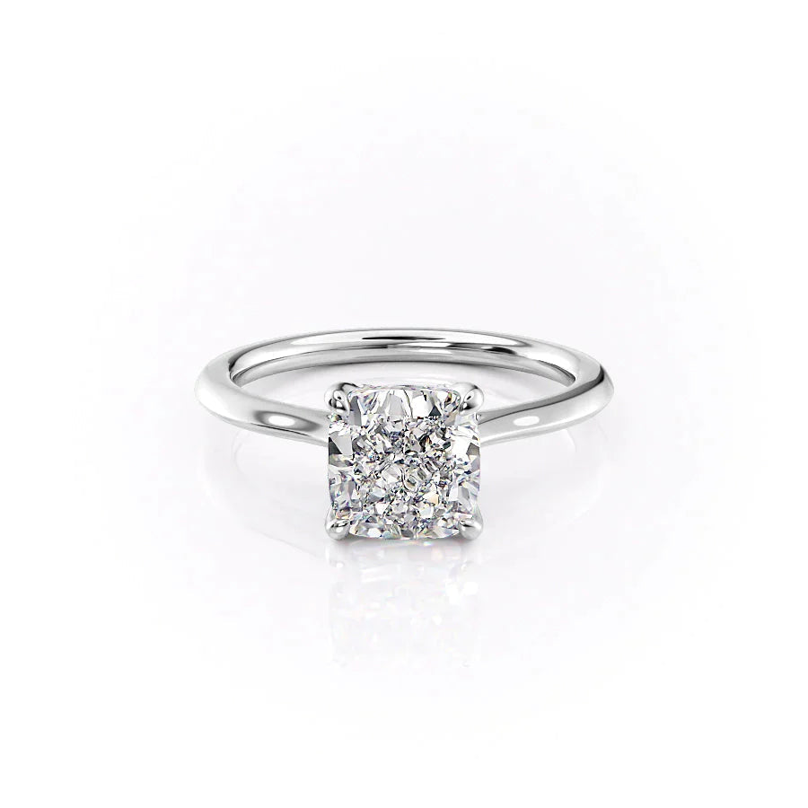 The Solitaire Madison Set  With A 3 Carat Cushion 14K White Gold Moissanite