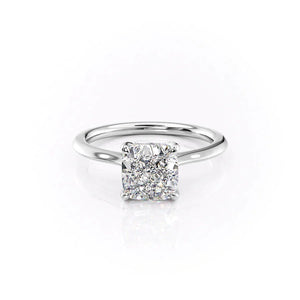 The Solitaire Madison Set  With A 1 Carat Cushion 18K White Gold Moissanite