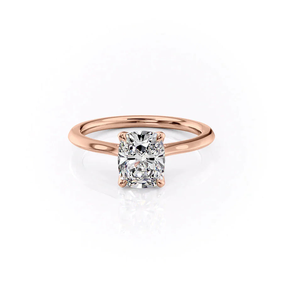 The Madison Set With A 1.5 Carat E. Cushion 14K Rose Gold Lab Diamond