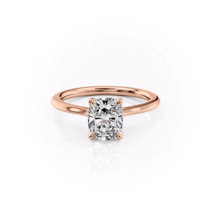 The Madison Set With A 1.5 Carat E. Cushion 14K Rose Gold Lab Diamond