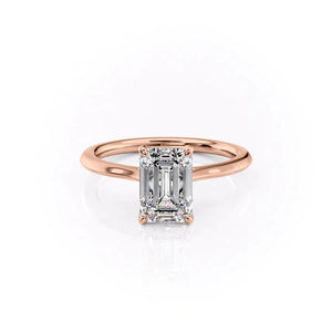 The Solitaire Madison Set  With A 2.5 Carat Emerald 14K Rose Gold Moissanite