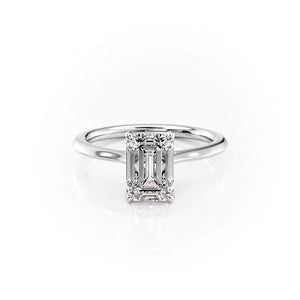 The Solitaire Madison Set  With A 2.5 Carat Emerald 14K White Gold Moissanite