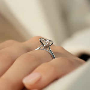 The Solitaire Madison Set  With A 4 Carat Cushion 14K White Gold Moissanite