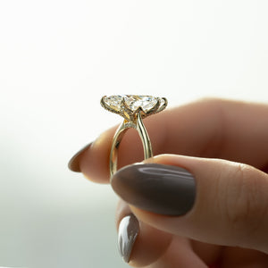The Solitaire Madison Set  With A 3.5 Carat Marquise 18K Yellow Gold Moissanite