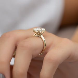 The Solitaire Madison Set  With A 5 Carat Marquise 18K Yellow Gold Moissanite