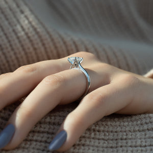 The Solitaire Madison Set  With A 4 Carat Oval 14K White Gold Moissanite