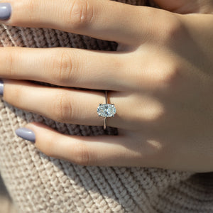 The Solitaire Madison Set  With A 1 Carat Oval 18K White Gold Moissanite
