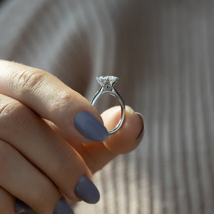 The Solitaire Madison Set  With A 3.5 Carat Oval 18K White Gold Moissanite
