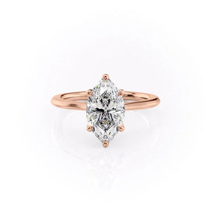 The Solitaire Madison Set  With A 2.5 Carat Marquise 14K Rose Gold Moissanite