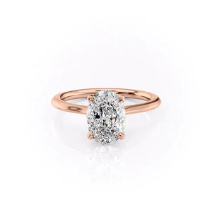 The Solitaire Madison Set  With A 3 Carat Oval 14K Rose Gold Moissanite