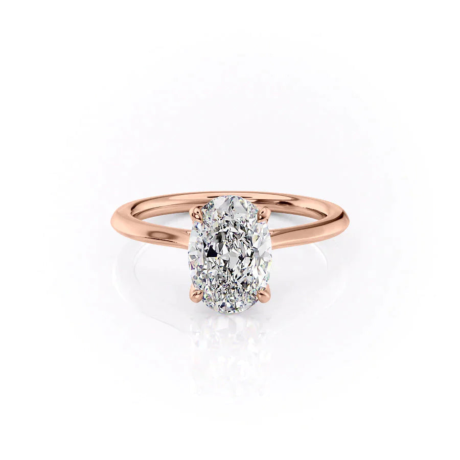 The Solitaire Madison Set  With A 4.5 Carat Oval 14K Rose Gold Moissanite