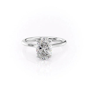 The Solitaire Madison Set  With A 1 Carat Oval 18K White Gold Moissanite