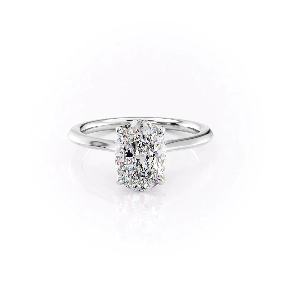 The Solitaire Madison Set  With A 2.5 Carat Oval 14K White Gold Moissanite