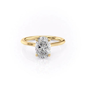 The Solitaire Madison Set  With A 3 Carat Oval 18K Yellow Gold Moissanite
