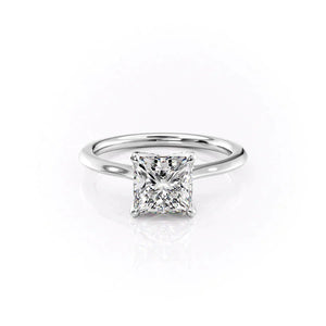 The Solitaire Madison Set  With A 2.5 Carat Princess 18K White Gold Moissanite