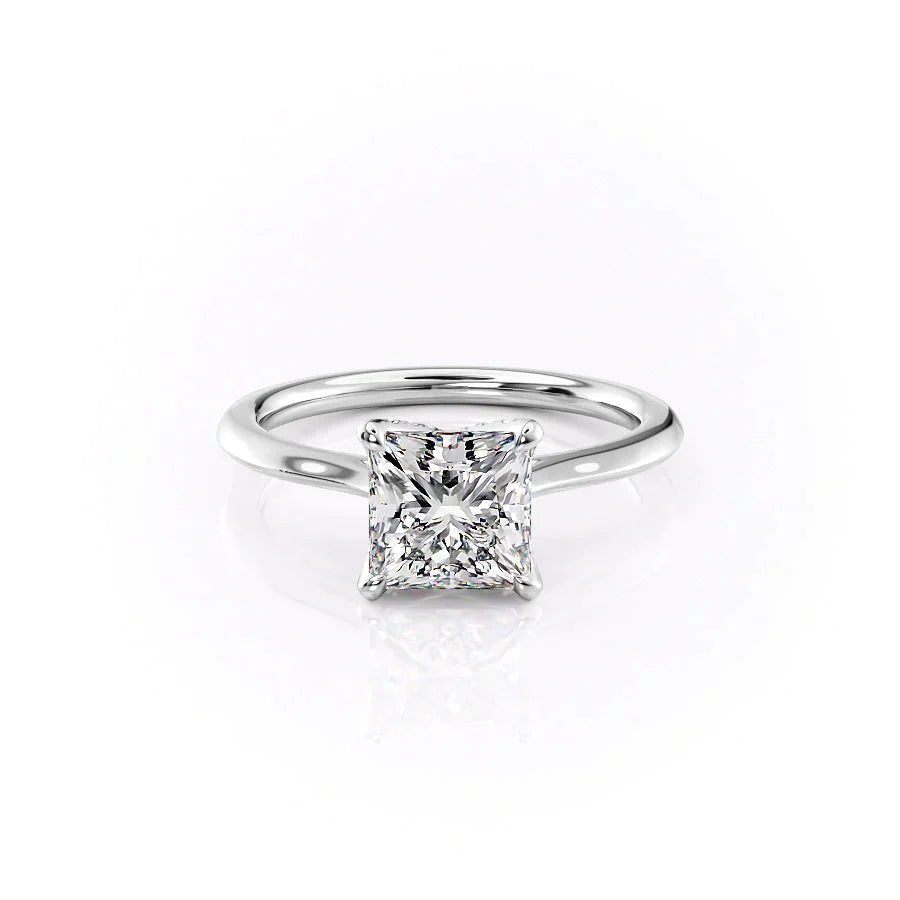 The Solitaire Madison Set  With A 1.5 Carat Princess 18K White Gold Moissanite