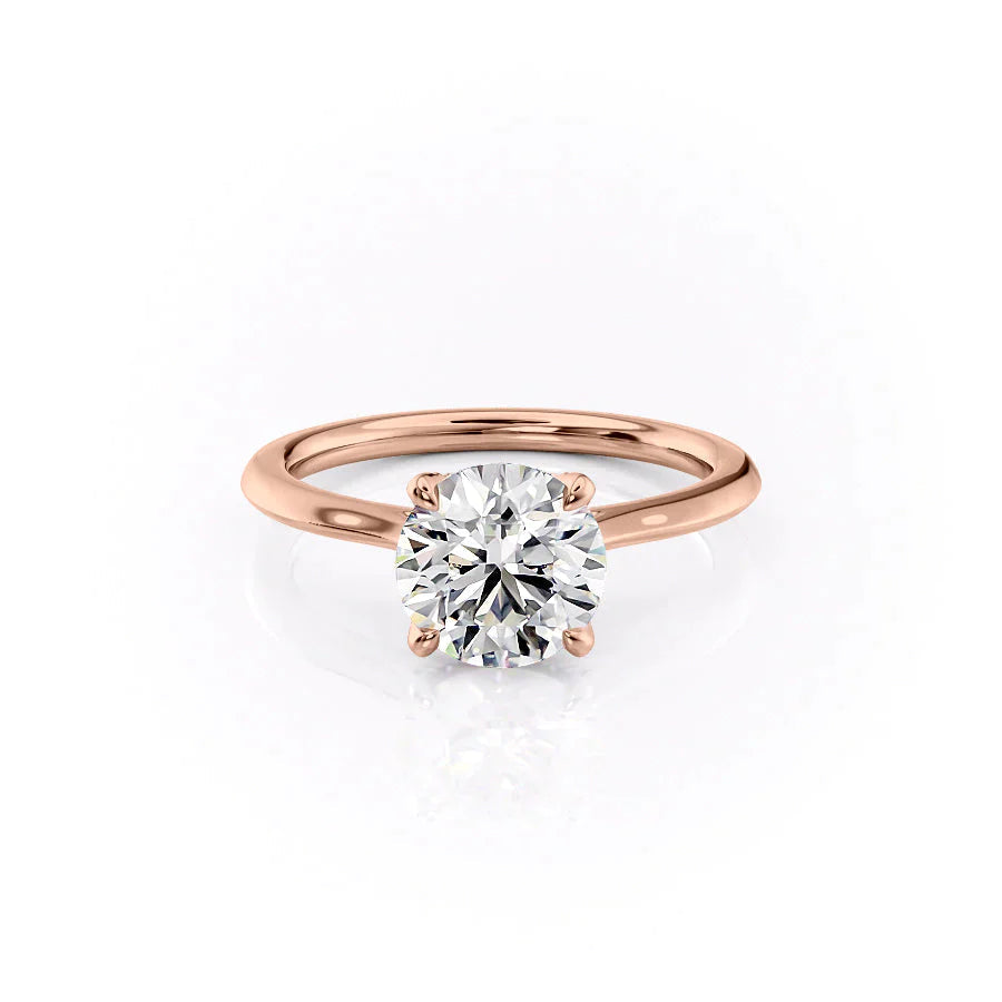 The Solitaire Madison Set  With A 3 Carat Round 14K Rose Gold Moissanite