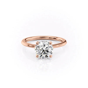 The Solitaire Madison Set  With A 3 Carat Round 14K Rose Gold Moissanite