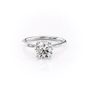 The Solitaire Madison Set  With A 2.5 Carat Round 14K White Gold Moissanite