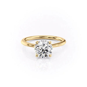 The Solitaire Madison Set  With A 2.5 Carat Round 18K Yellow Gold Moissanite