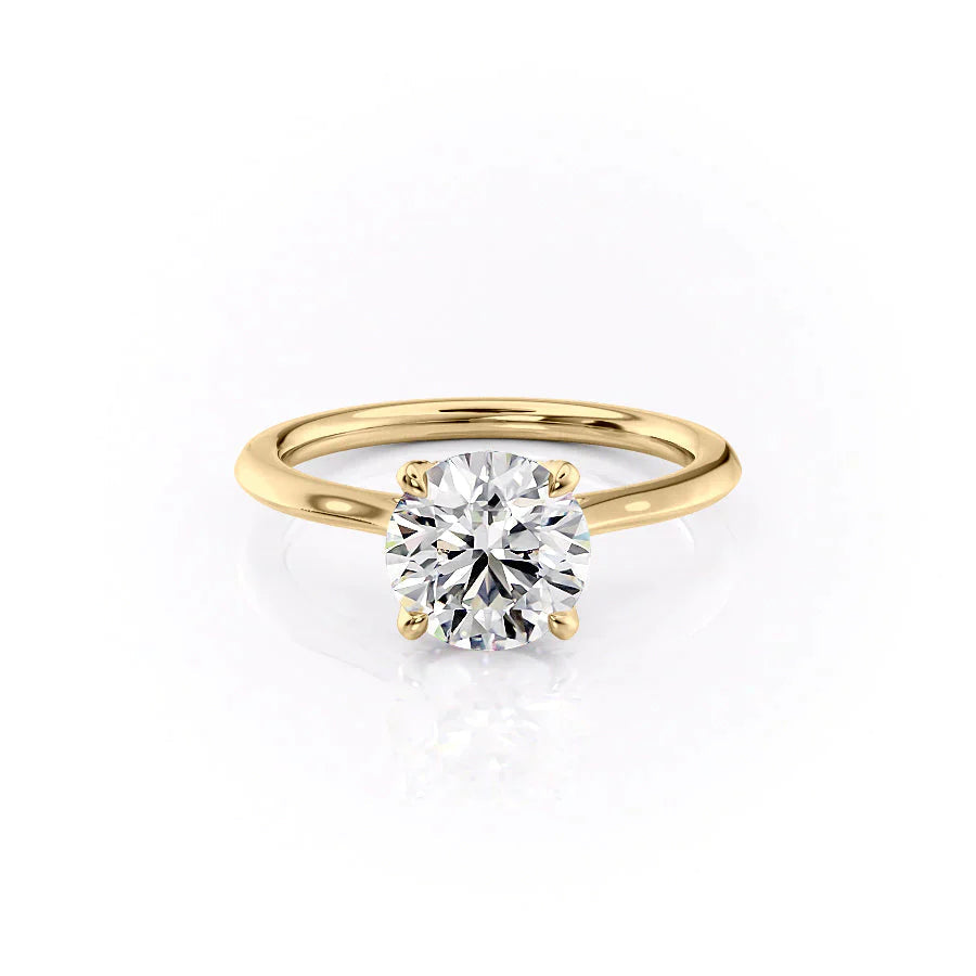 The Solitaire Madison Set  With A 1 Carat Round 18K Yellow Gold Moissanite