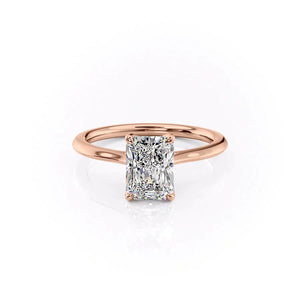 The Solitaire Madison Set  With A 4 Carat Radiant 14K Rose Gold Moissanite
