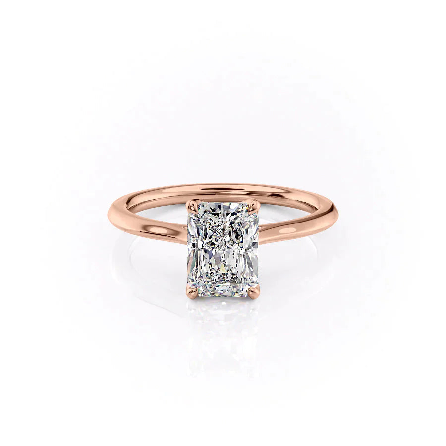 The Solitaire Madison Set  With A 3.5 Carat Radiant 14K Rose Gold Moissanite