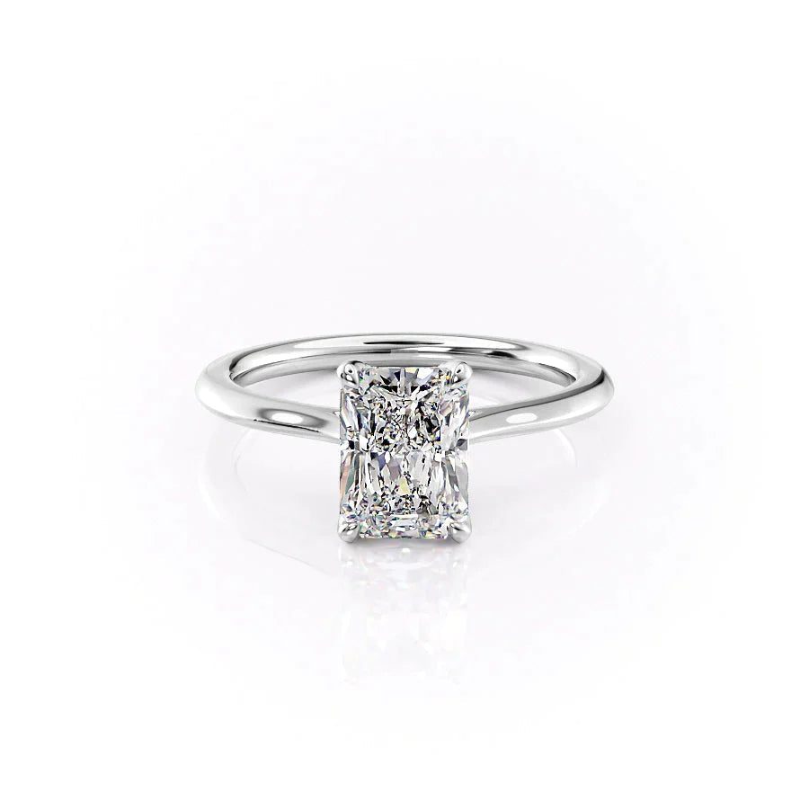 The Solitaire Madison Set  With A 2.5 Carat Radiant 18K White Gold Moissanite