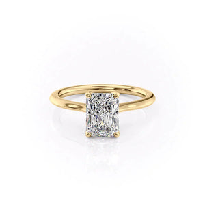 The Solitaire Madison Set  With A 5 Carat Radiant 18K Yellow Gold Moissanite