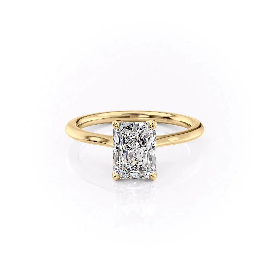 The Solitaire Madison Set  With A 2 Carat Radiant 18K Yellow Gold Moissanite