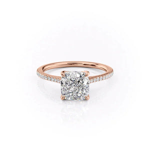 The Pave Madison Set  With A 1 Carat Cushion 14K Rose Gold Moissanite