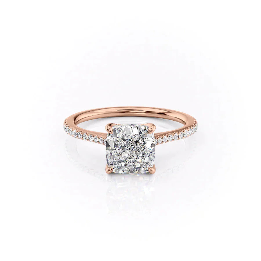 The Madison Set With A 2 Carat Cushion 14K Rose Gold Lab Diamond