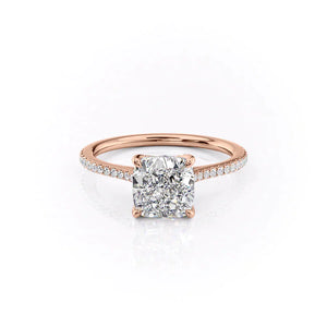 The Madison Set With A 2 Carat Cushion 14K Rose Gold Lab Diamond