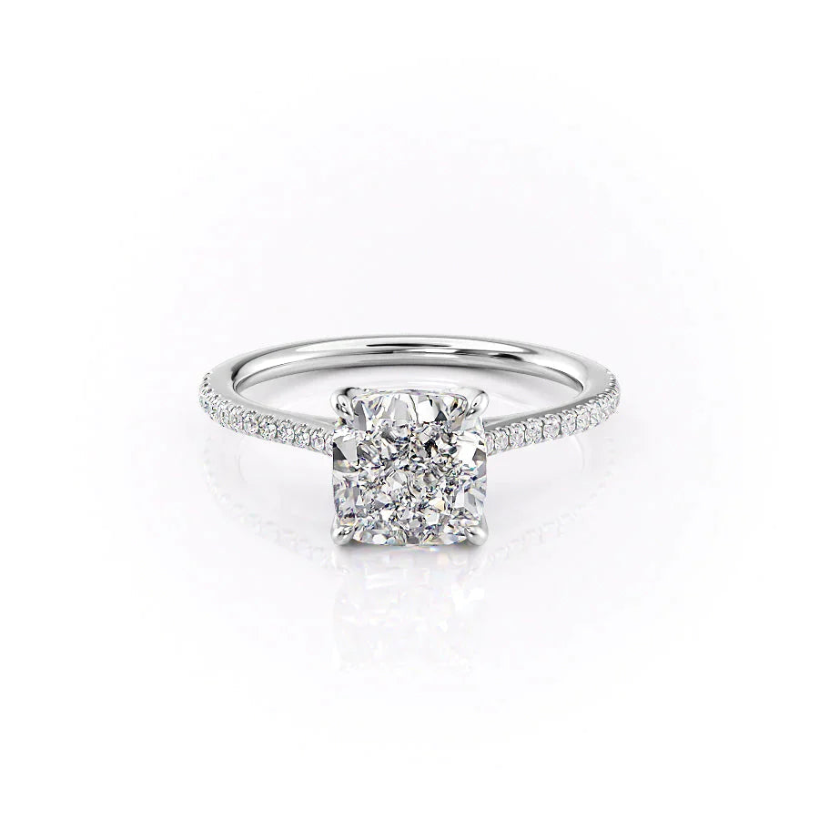 The Pave Madison Set With A 2 Carat Cushion 14K White Gold Lab Diamond