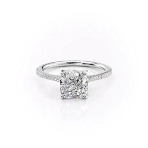 The Pave Madison Set With A 2 Carat Cushion 14K White Gold Lab Diamond