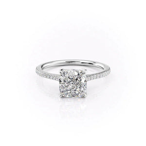 The Pave Madison Set  With A 2 Carat Cushion 14K White Gold Moissanite