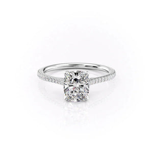 The Pave Madison Set With A 2 Carat E. Cushion 18K White Gold Lab Diamond
