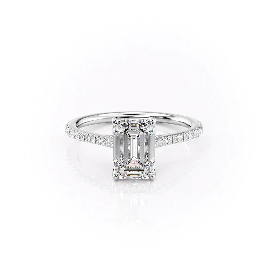The Madison Set With A 1.5 Carat Emerald 18K White Gold Lab Diamond