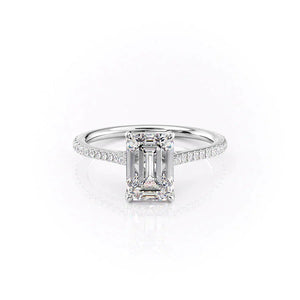 The Pave Madison Set With A 1 Carat Emerald 14K White Gold Lab Diamond