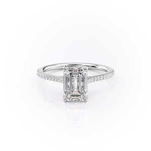 The Pave Madison Set With A 1.5 Carat Emerald 18K White Gold Lab Diamond