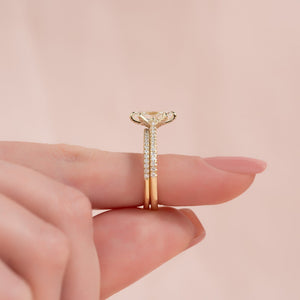 The Pave Madison Set  With A 2 Carat Marquise 18K Yellow Gold Moissanite