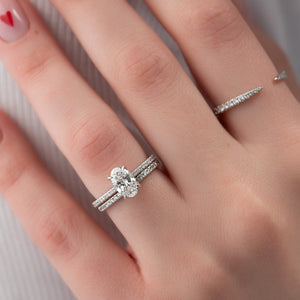 The Pave Madison Set With A 2.5 Carat Oval 18K White Gold Lab Diamond