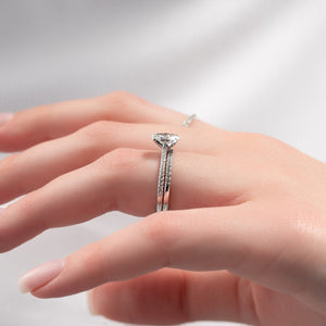 The Pave Madison Set With A 3 Carat Oval 14K White Gold Lab Diamond