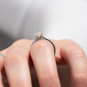 The Pave Madison Set With A 1 Carat Oval 18K White Gold Lab Diamond